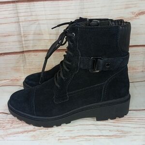 Clarks Collection Black Laced-up Side Zip Boots Size 8 NWOT